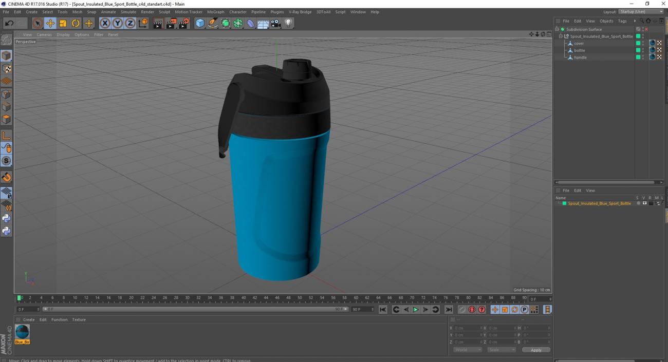 3D Spout Insulated Blue Sport Bottle model