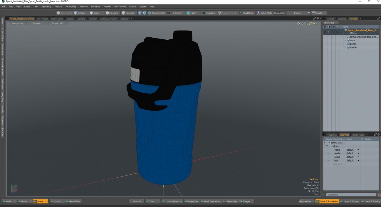 3D Spout Insulated Blue Sport Bottle model