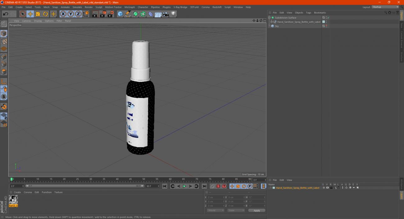 3D Hand Sanitizer Spray Bottle with Label model