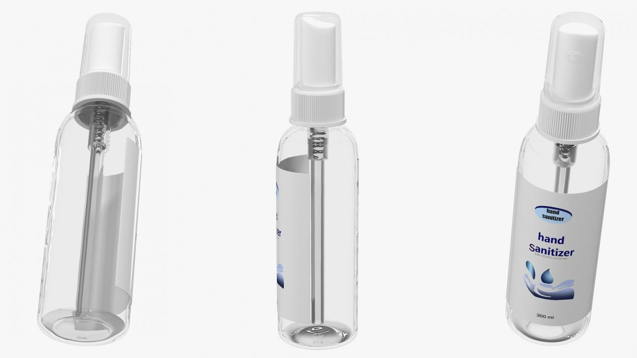 3D Hand Sanitizer Spray Bottle with Label model