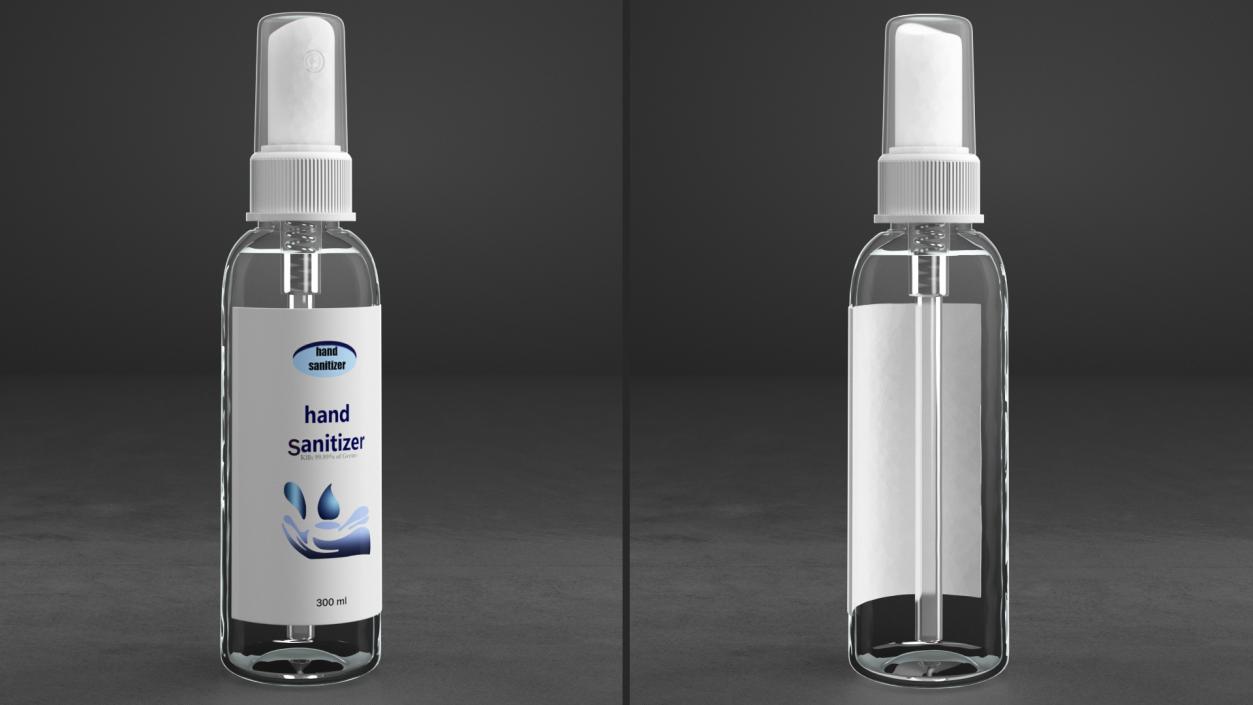 3D Hand Sanitizer Spray Bottle with Label model