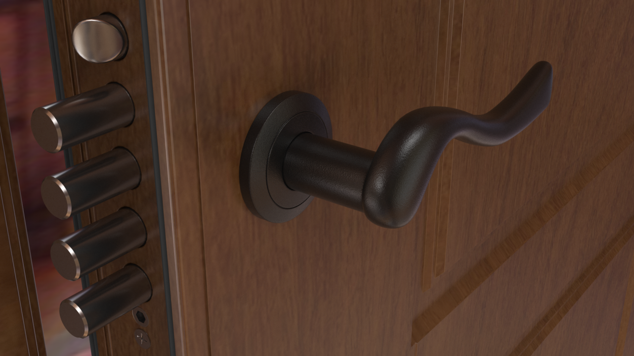 Black Classic Style Door Handles 3D