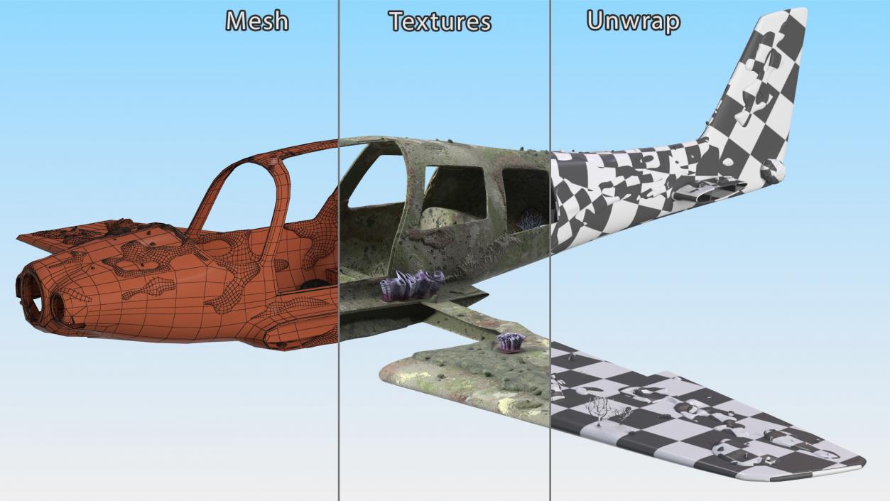 3D Airplane Wreckage from the Seabed model