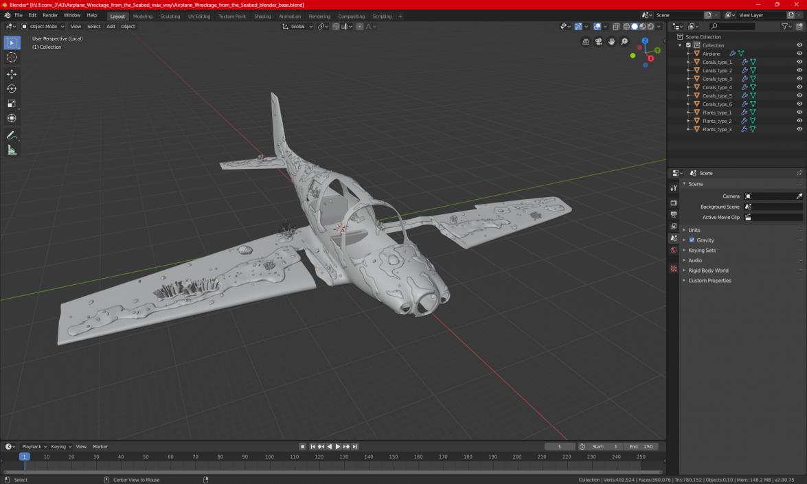 3D Airplane Wreckage from the Seabed model