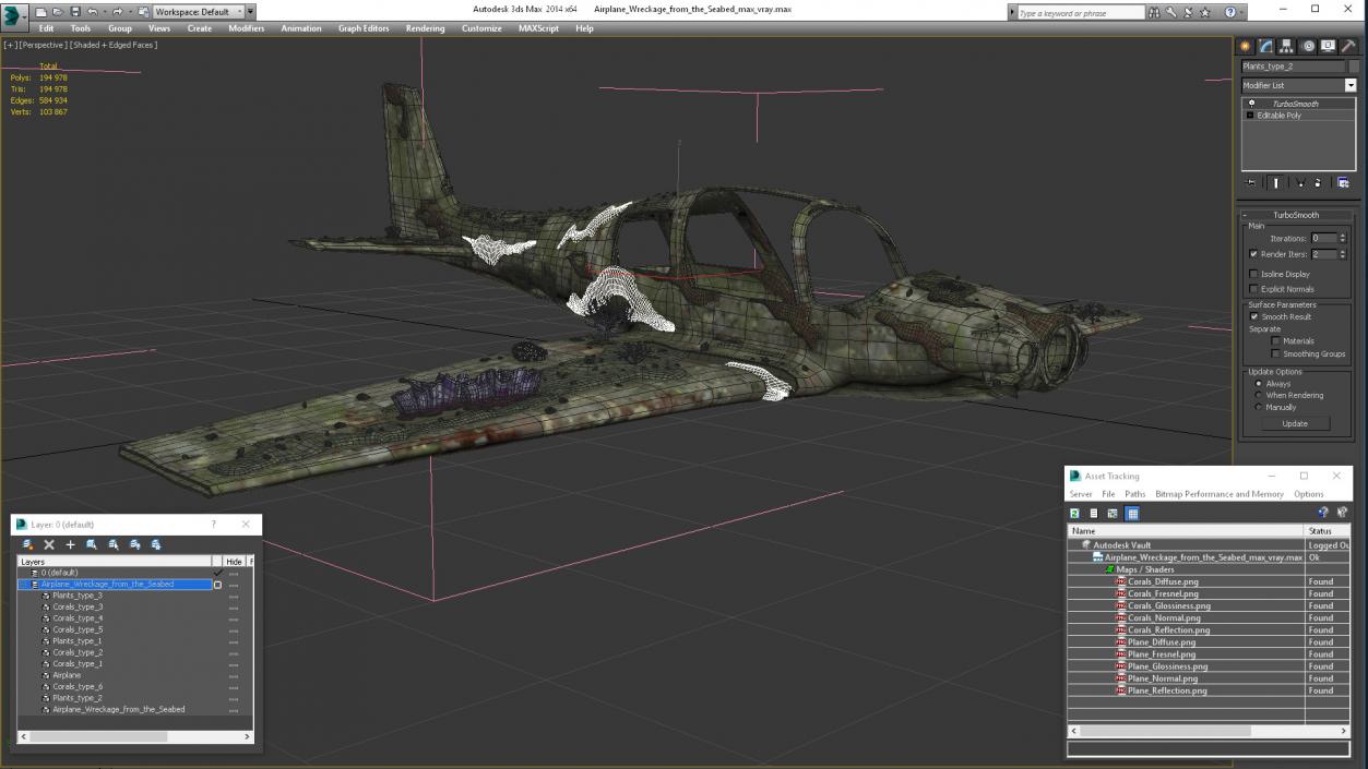 3D Airplane Wreckage from the Seabed model