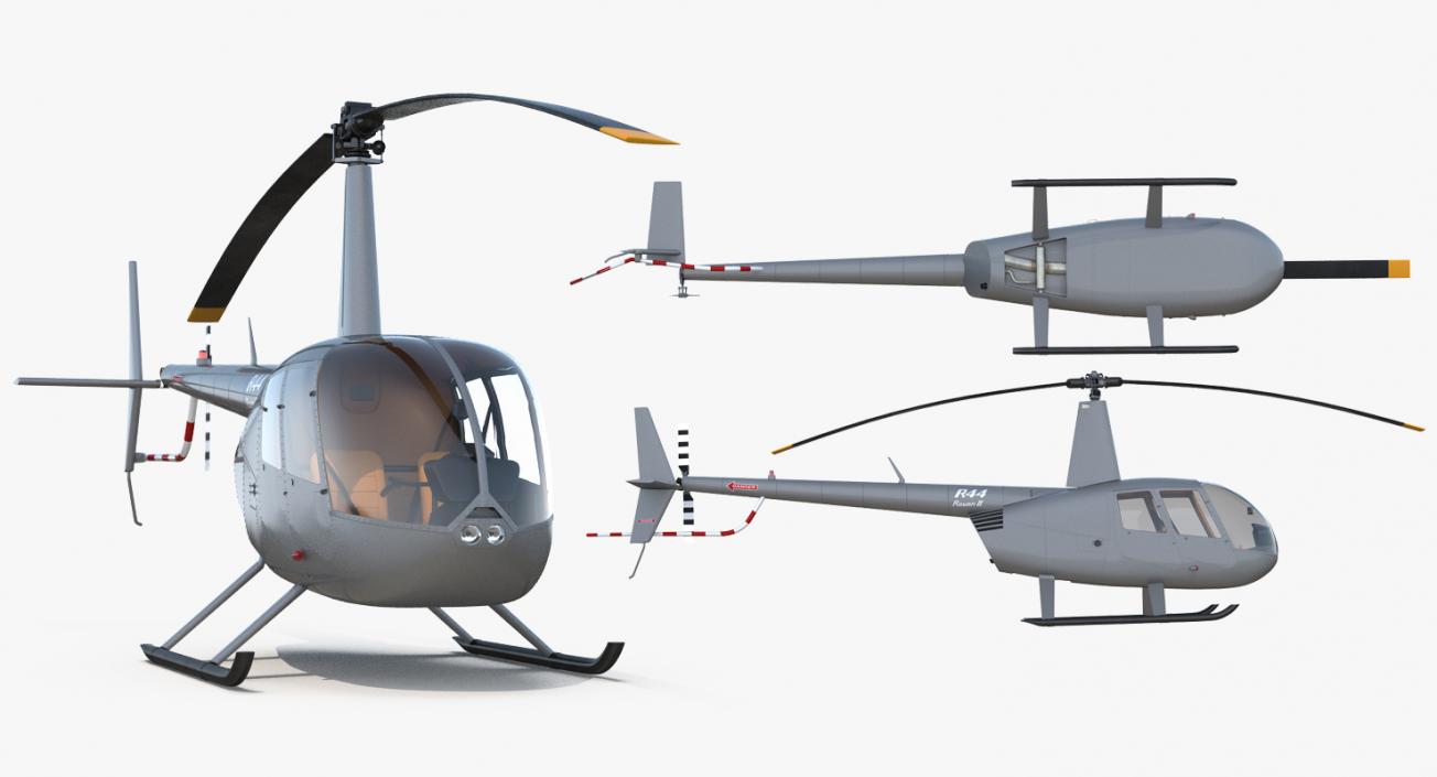 3D Light Helicopter Robinson R44 3