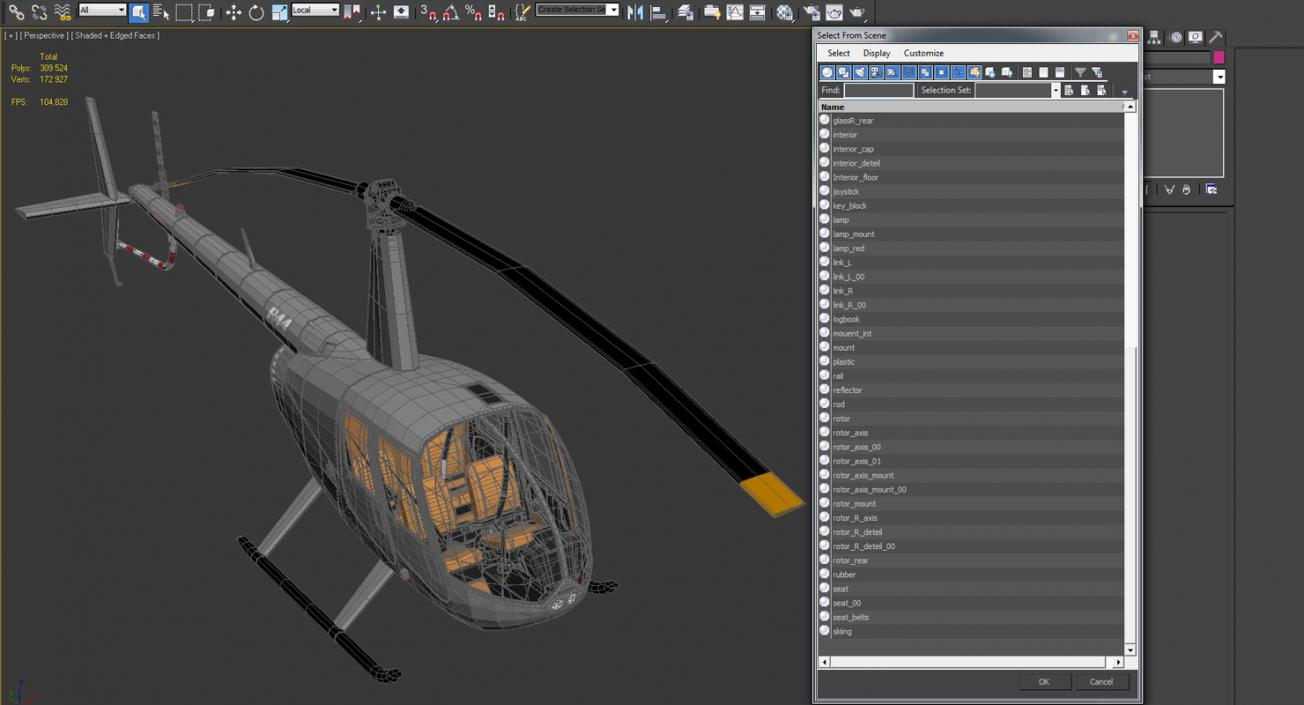 3D Light Helicopter Robinson R44 3