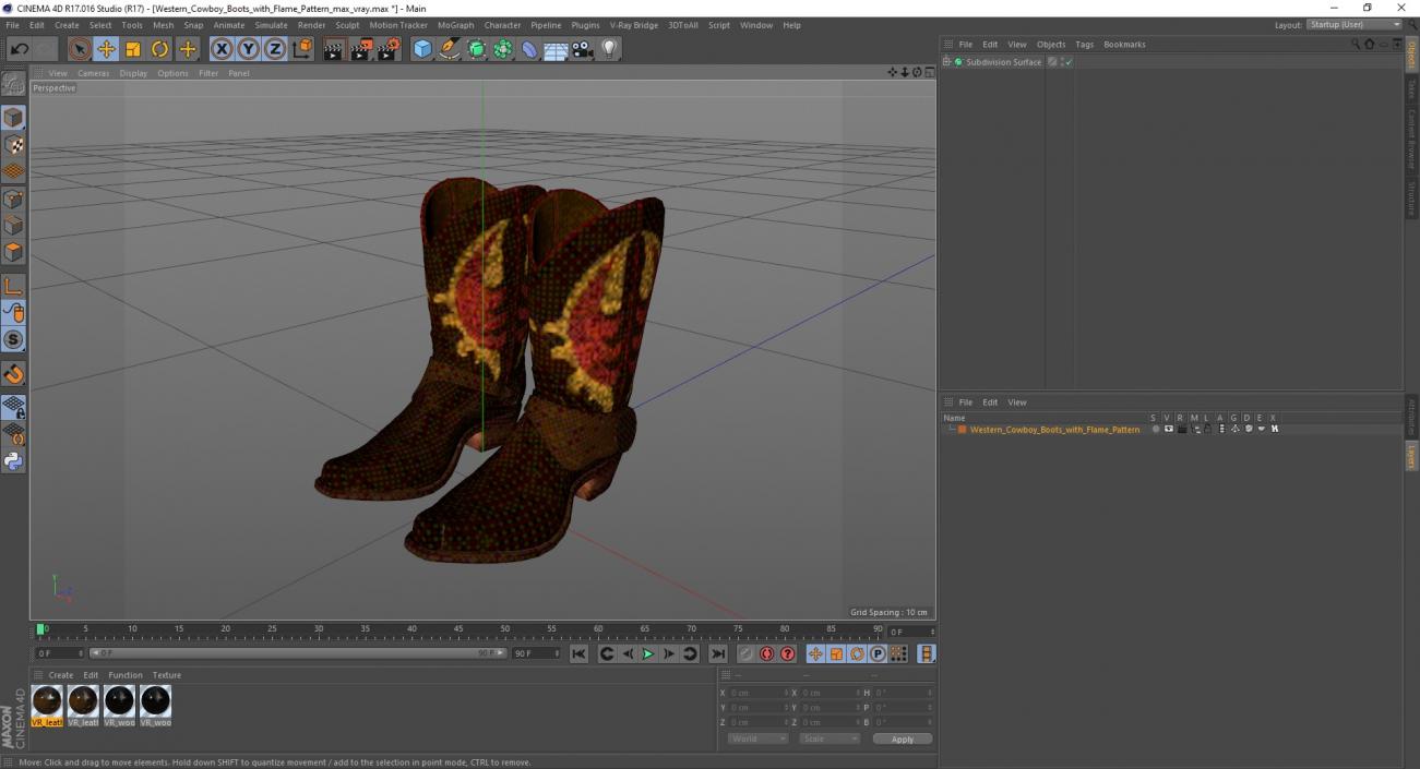 Western Cowboy Boots with Flame Pattern 3D model