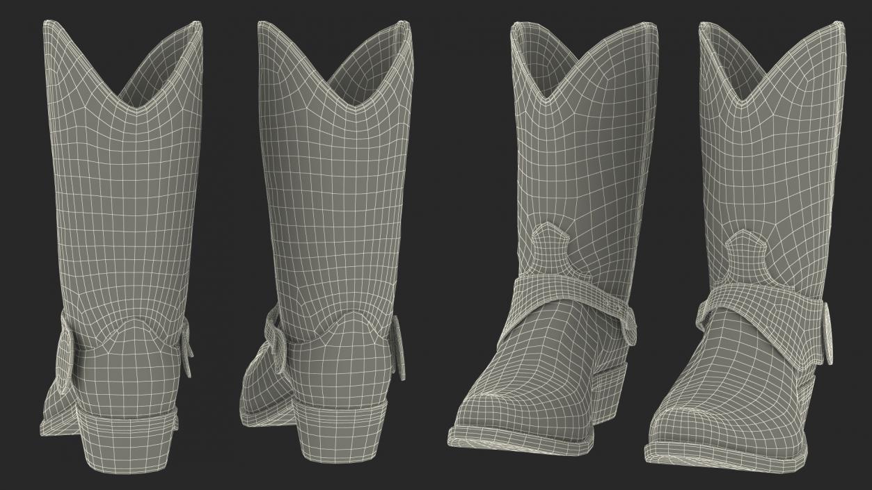 Western Cowboy Boots with Flame Pattern 3D model