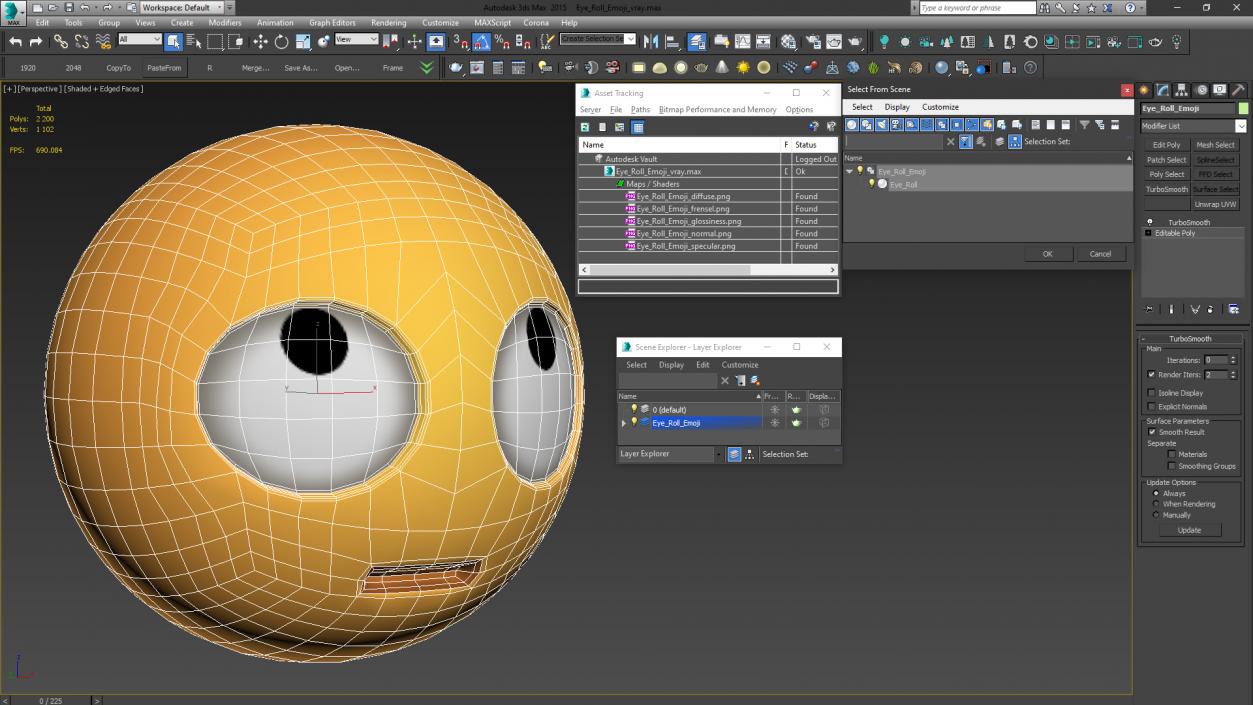 Eye Roll Emoji 3D model