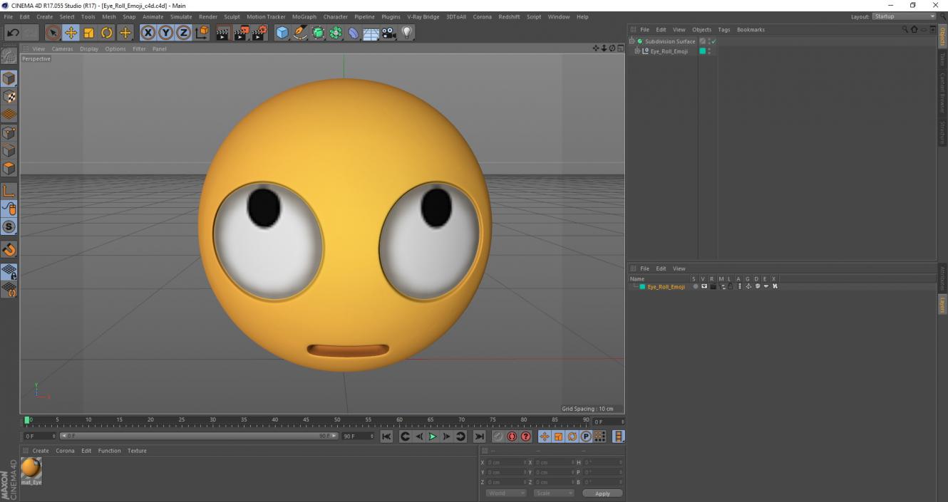 Eye Roll Emoji 3D model