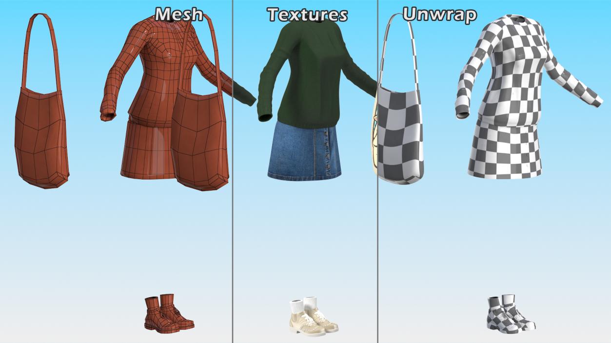 3D Urban Style Girl Clothes Set model