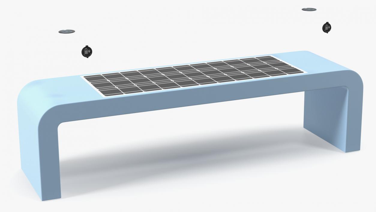 3D Street Solar Bench Blue model