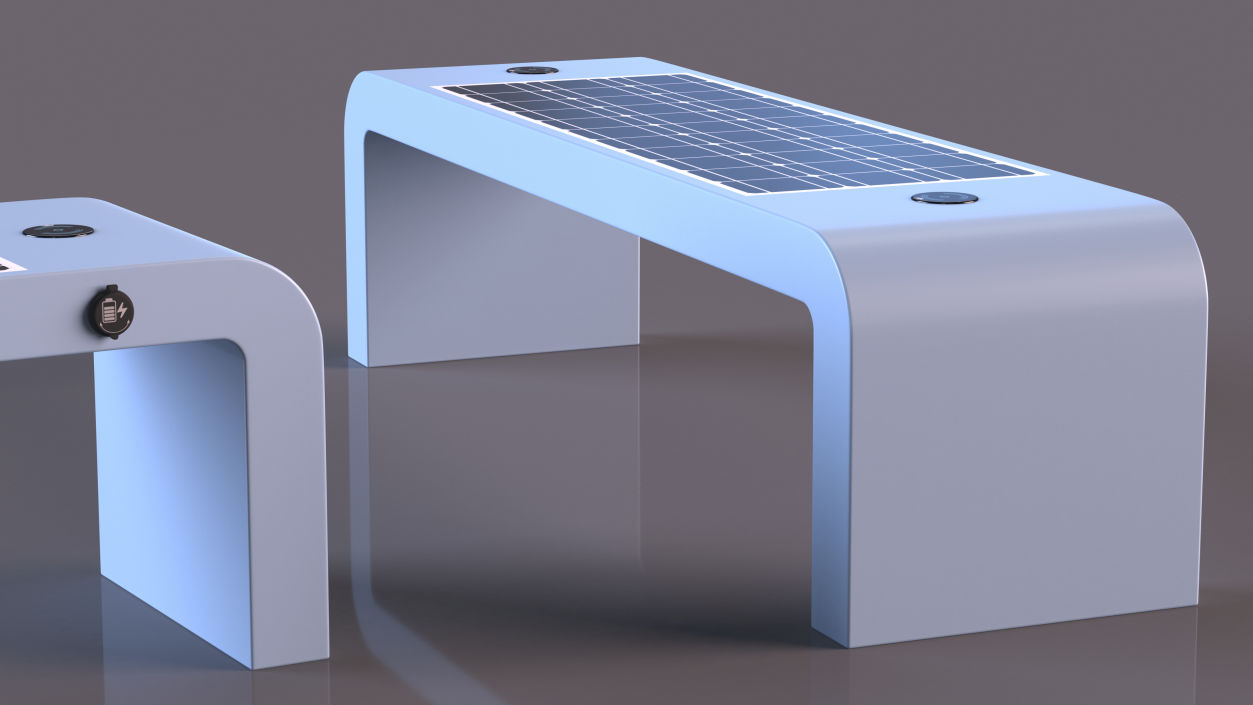 3D Street Solar Bench Blue model