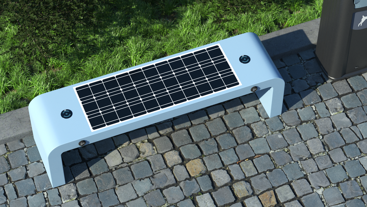 3D Street Solar Bench Blue model