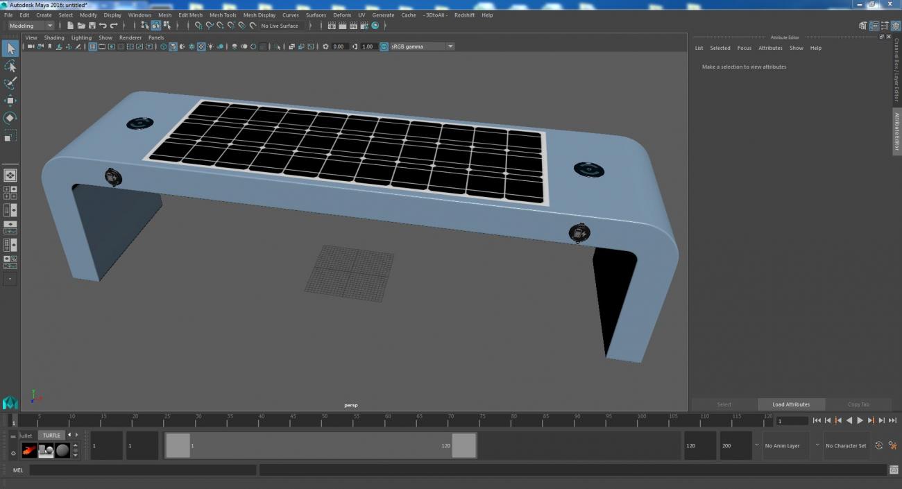 3D Street Solar Bench Blue model