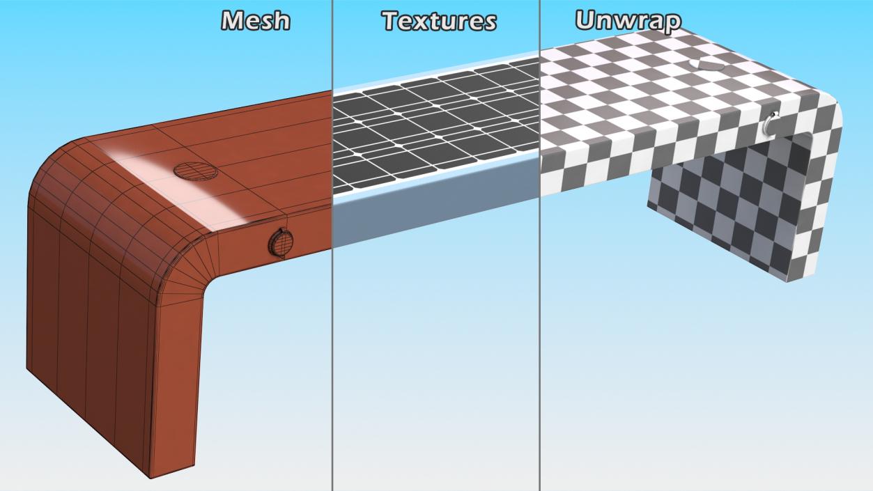 3D Street Solar Bench Blue model