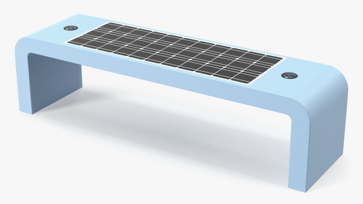 3D Street Solar Bench Blue model