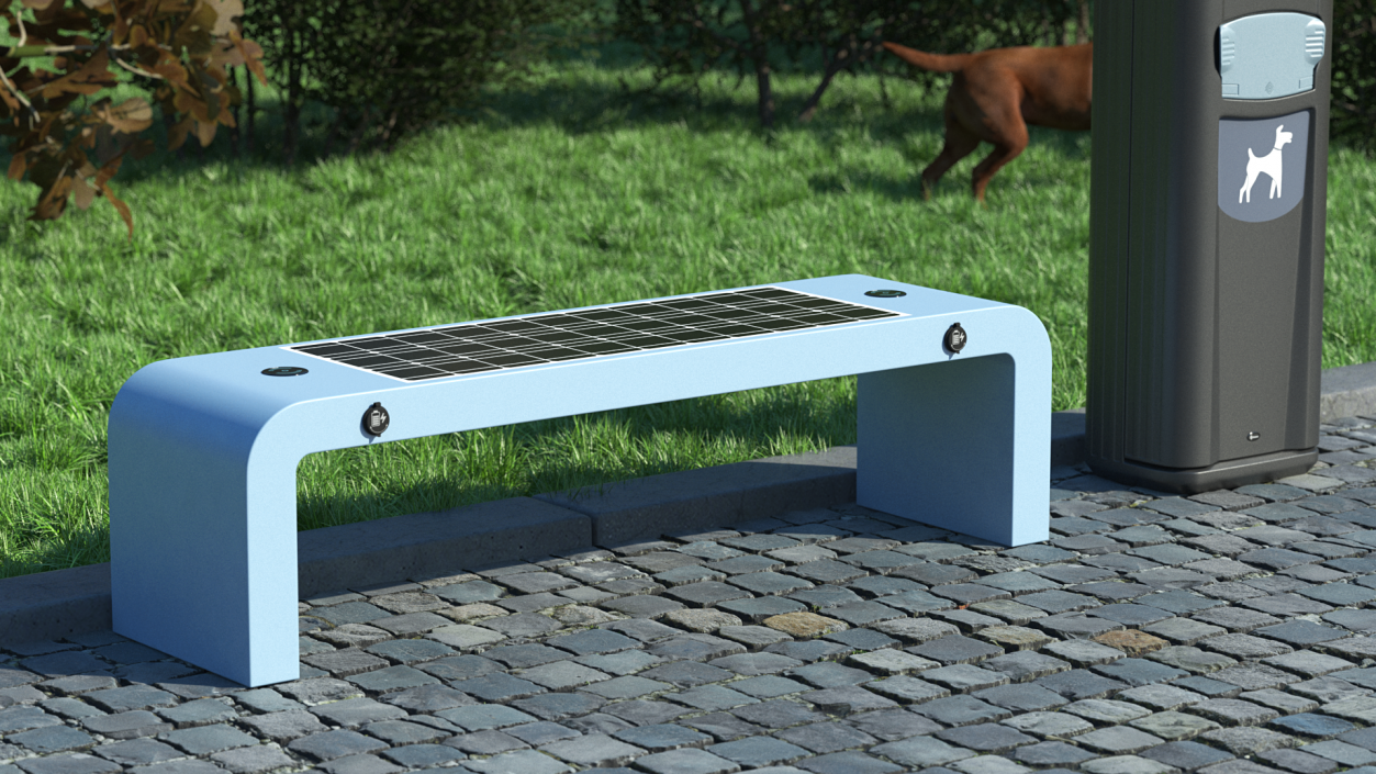 3D Street Solar Bench Blue model