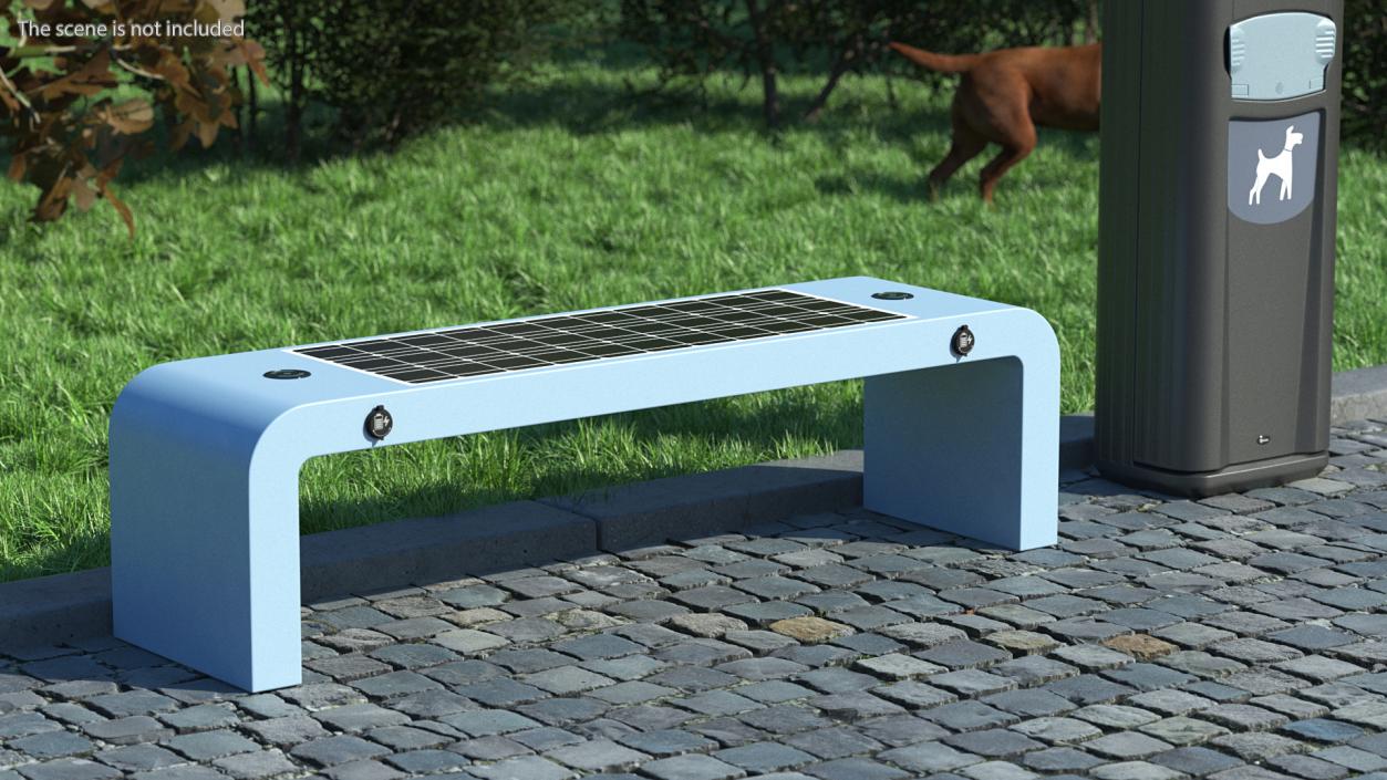 3D Street Solar Bench Blue model