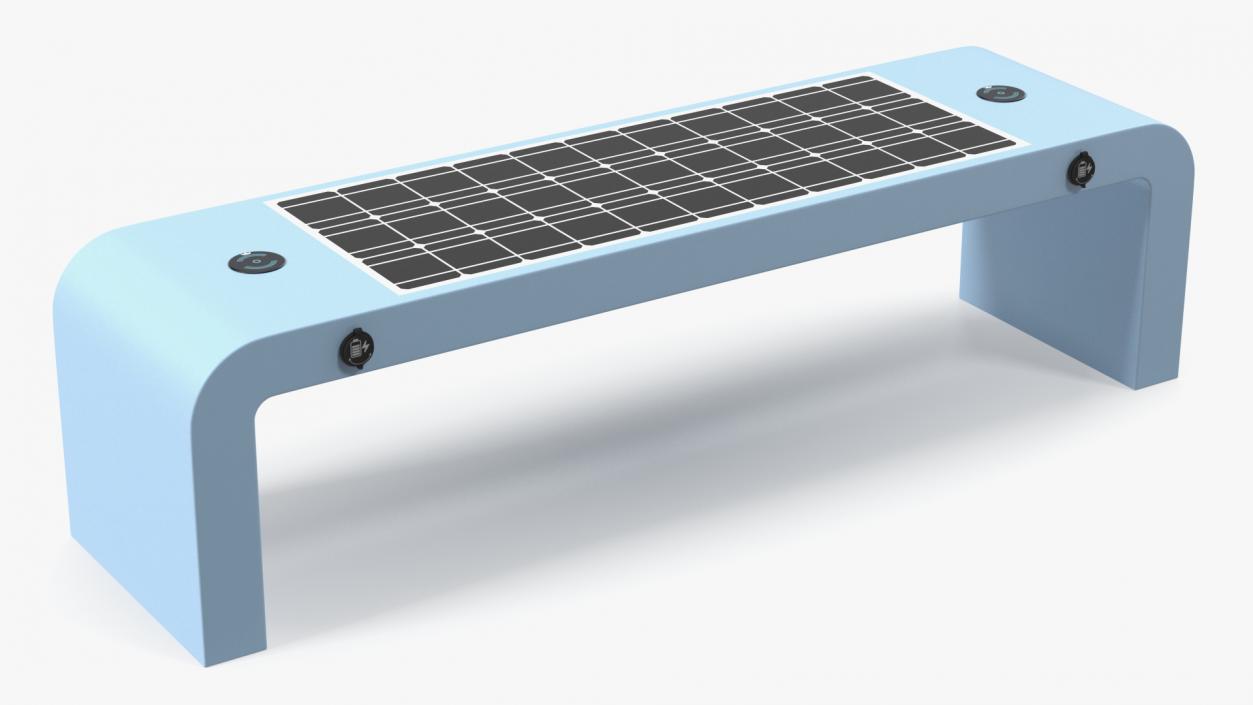 3D Street Solar Bench Blue model