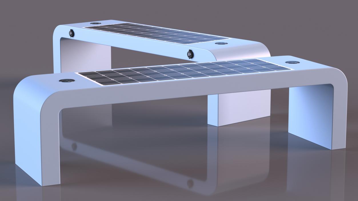 3D Street Solar Bench Blue model