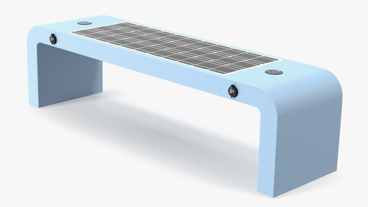 3D Street Solar Bench Blue model