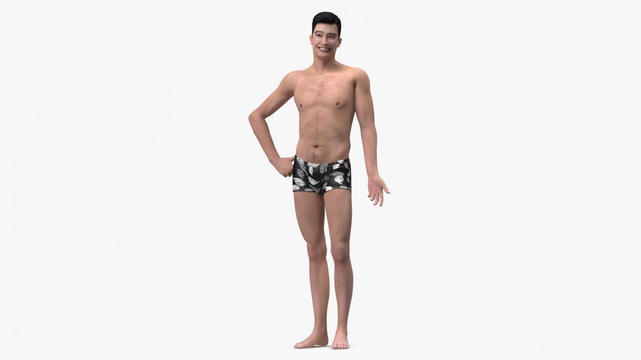 3D model Asian Man Underwear Rigged for Maya