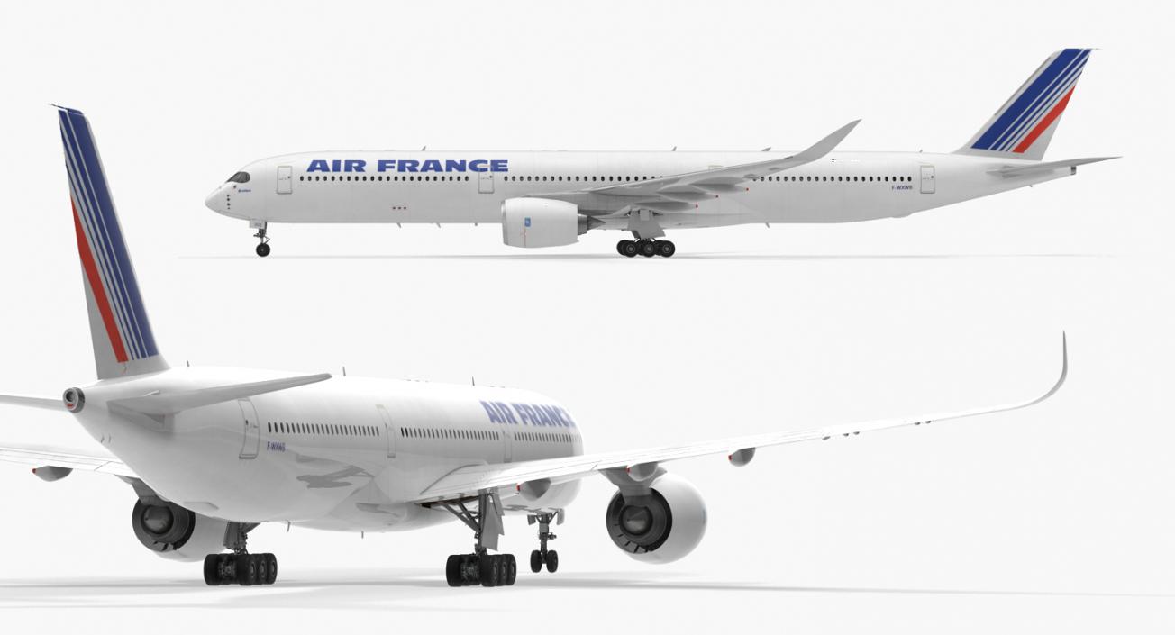 Airbus A350-1000 Air France Rigged 3D model