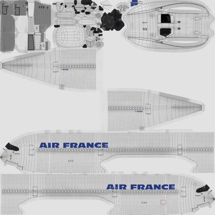 Airbus A350-1000 Air France Rigged 3D model