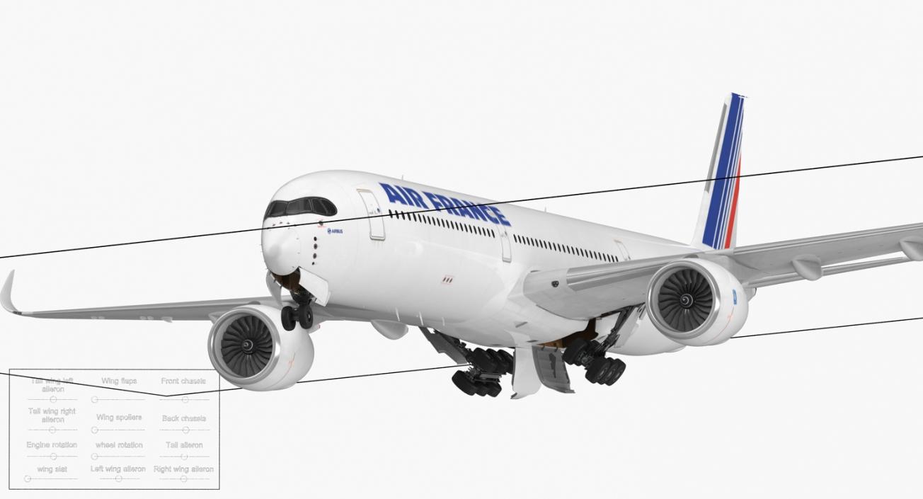 Airbus A350-1000 Air France Rigged 3D model