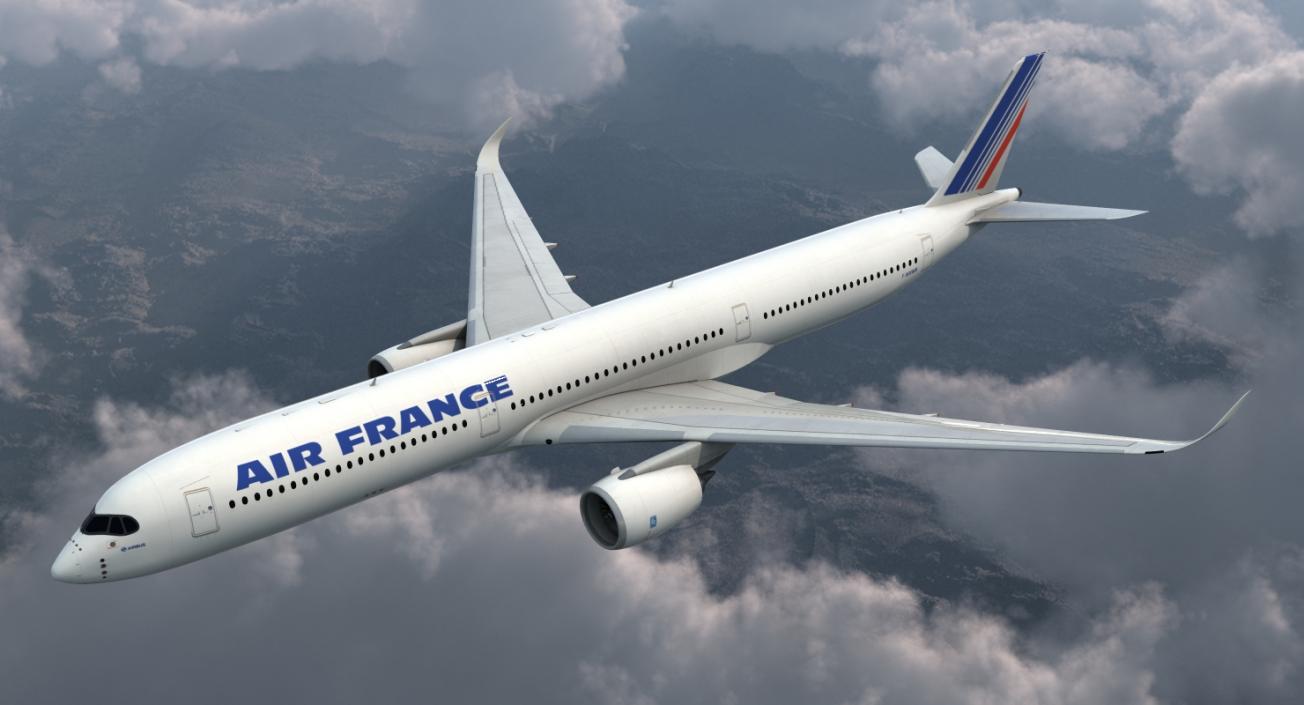 Airbus A350-1000 Air France Rigged 3D model