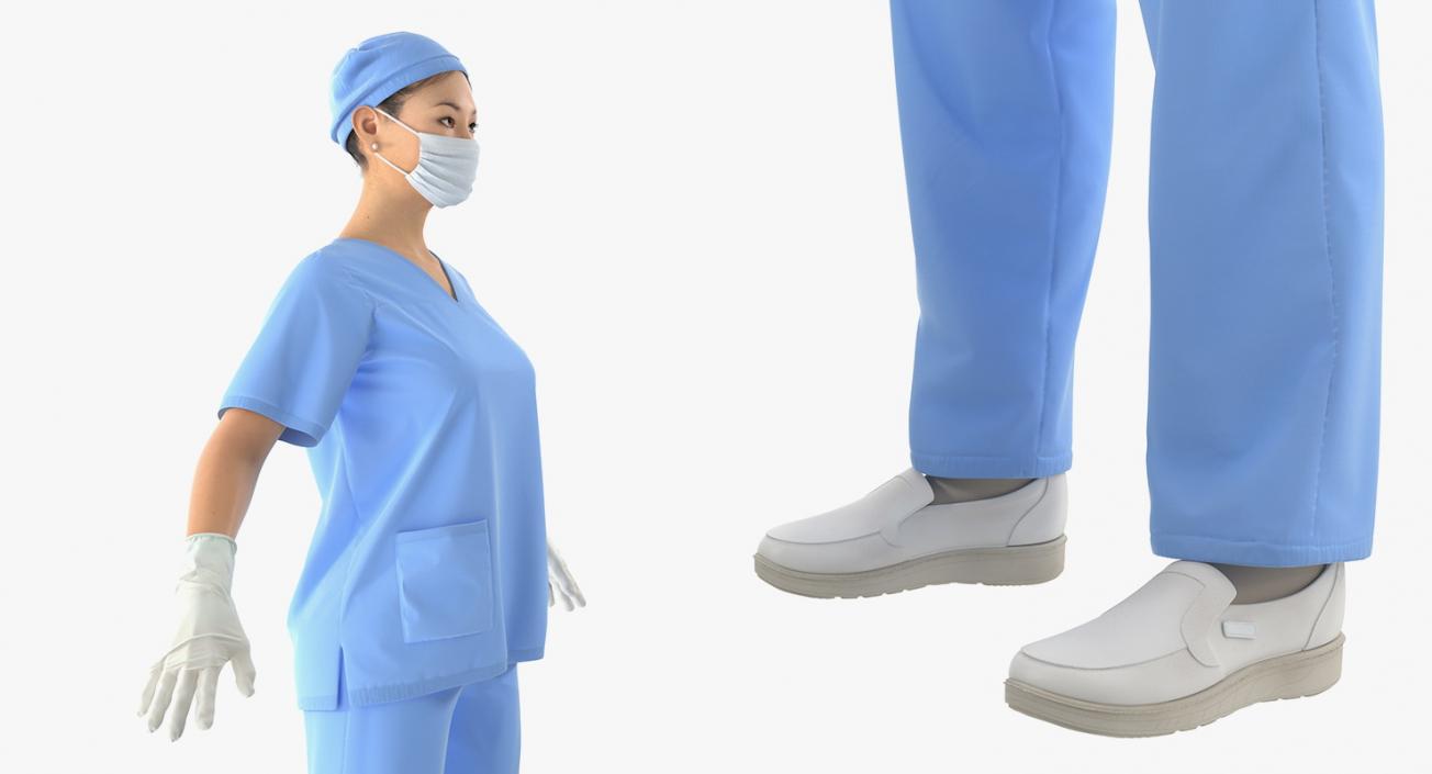 Asian Female Surgeon Rigged 3D