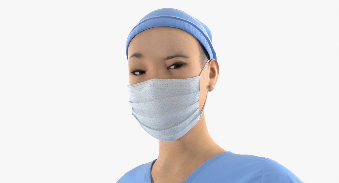 Asian Female Surgeon Rigged 3D