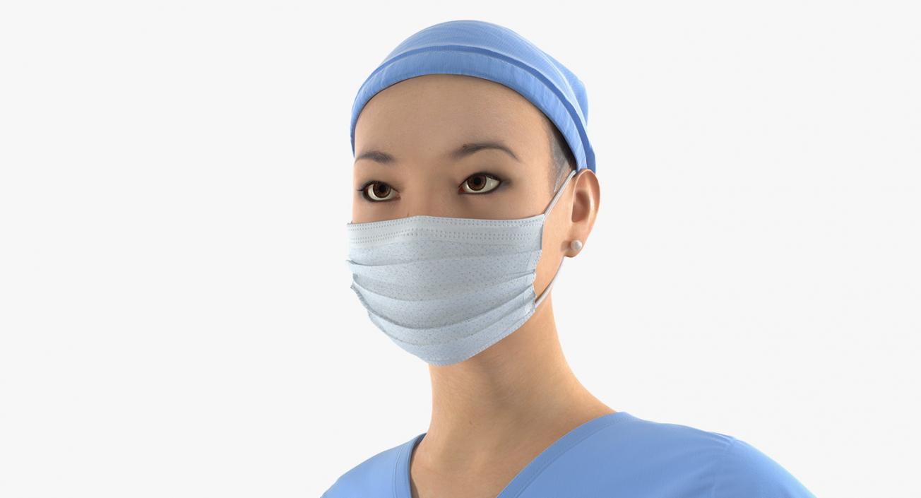 Asian Female Surgeon Rigged 3D