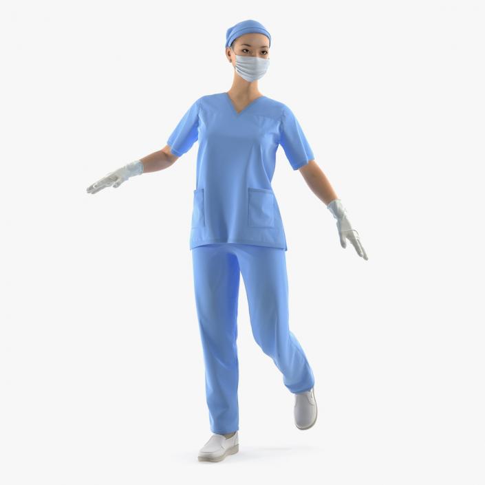 Asian Female Surgeon Rigged 3D