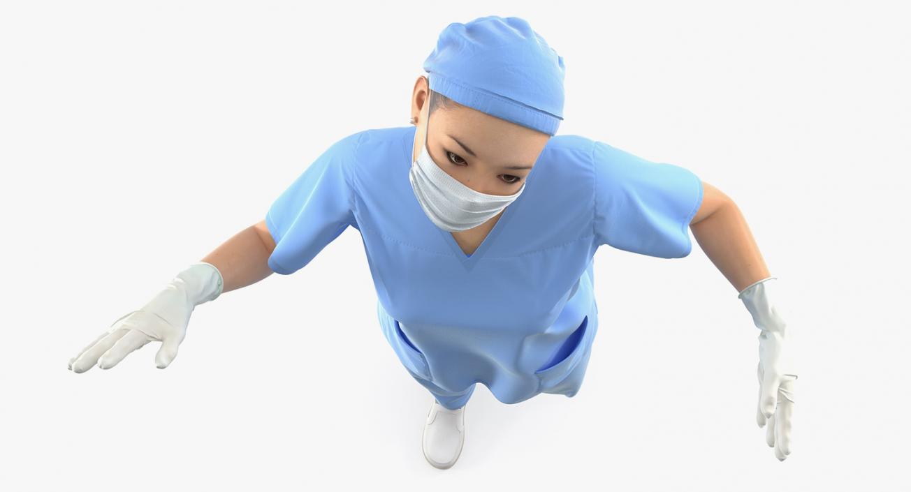 Asian Female Surgeon Rigged 3D