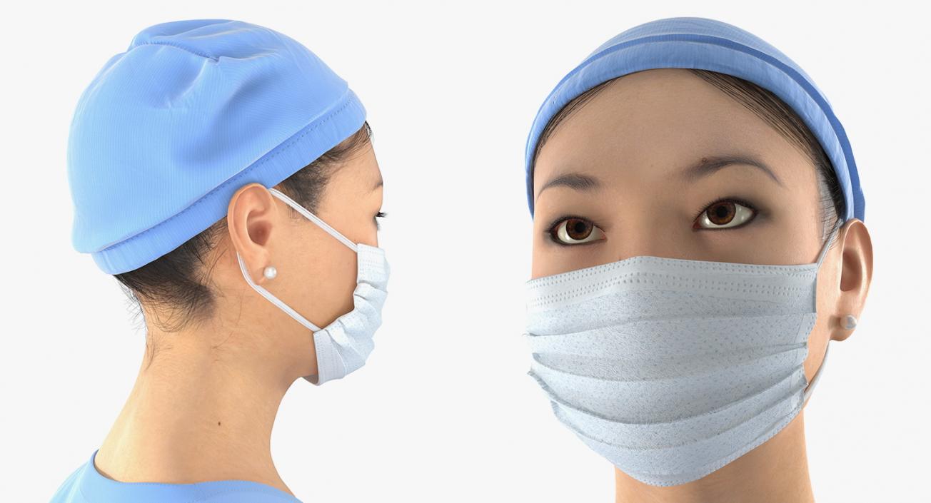 Asian Female Surgeon Rigged 3D