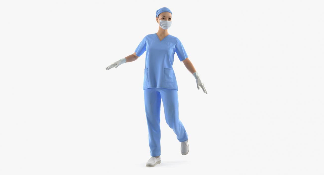 Asian Female Surgeon Rigged 3D