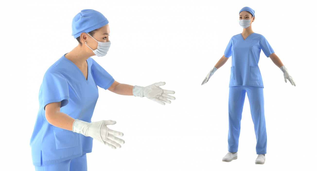 Asian Female Surgeon Rigged 3D