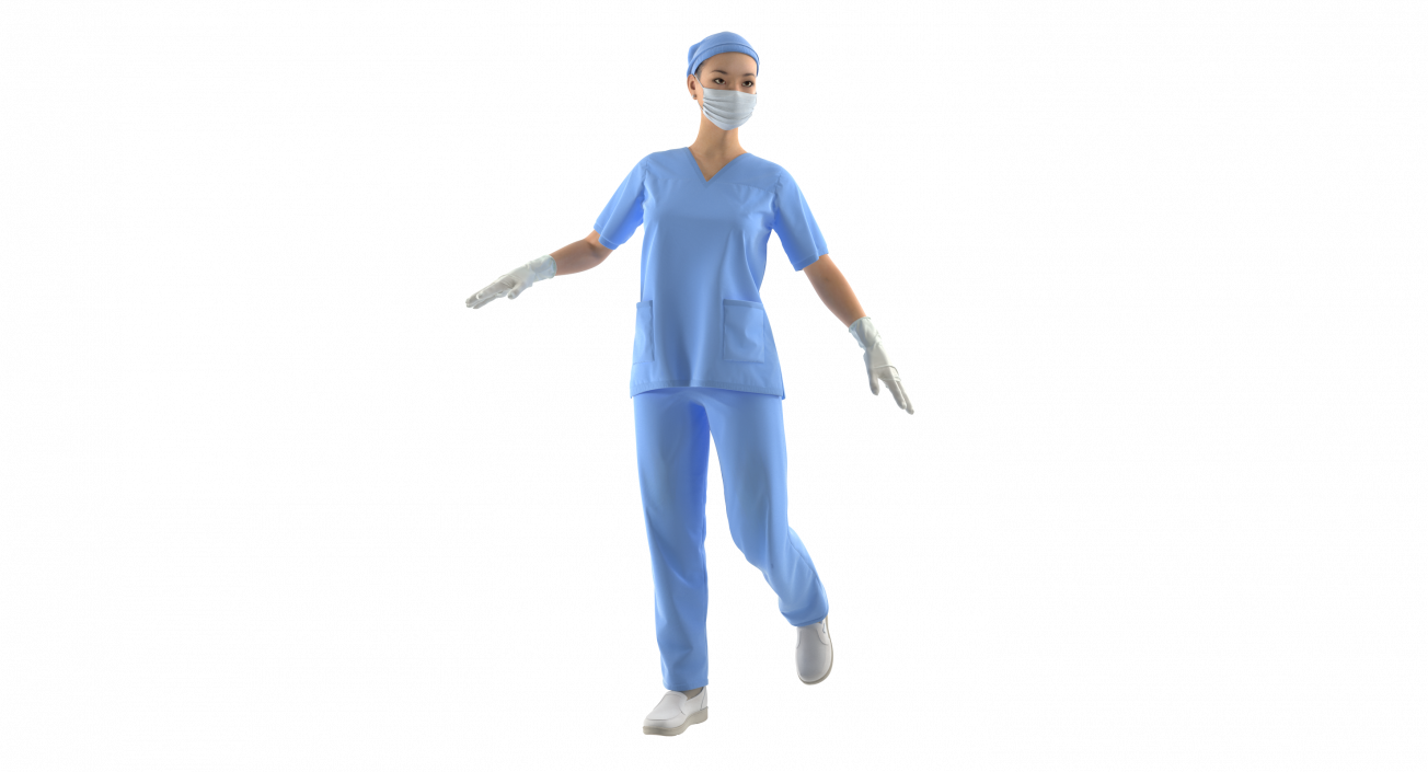 Asian Female Surgeon Rigged 3D