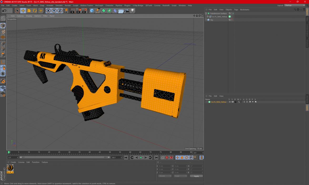 Sci-Fi SMG Yellow 3D