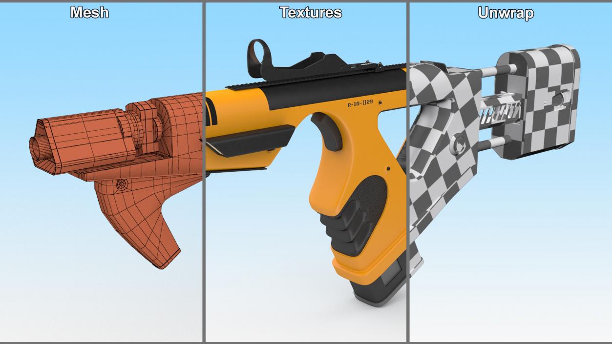 Sci-Fi SMG Yellow 3D