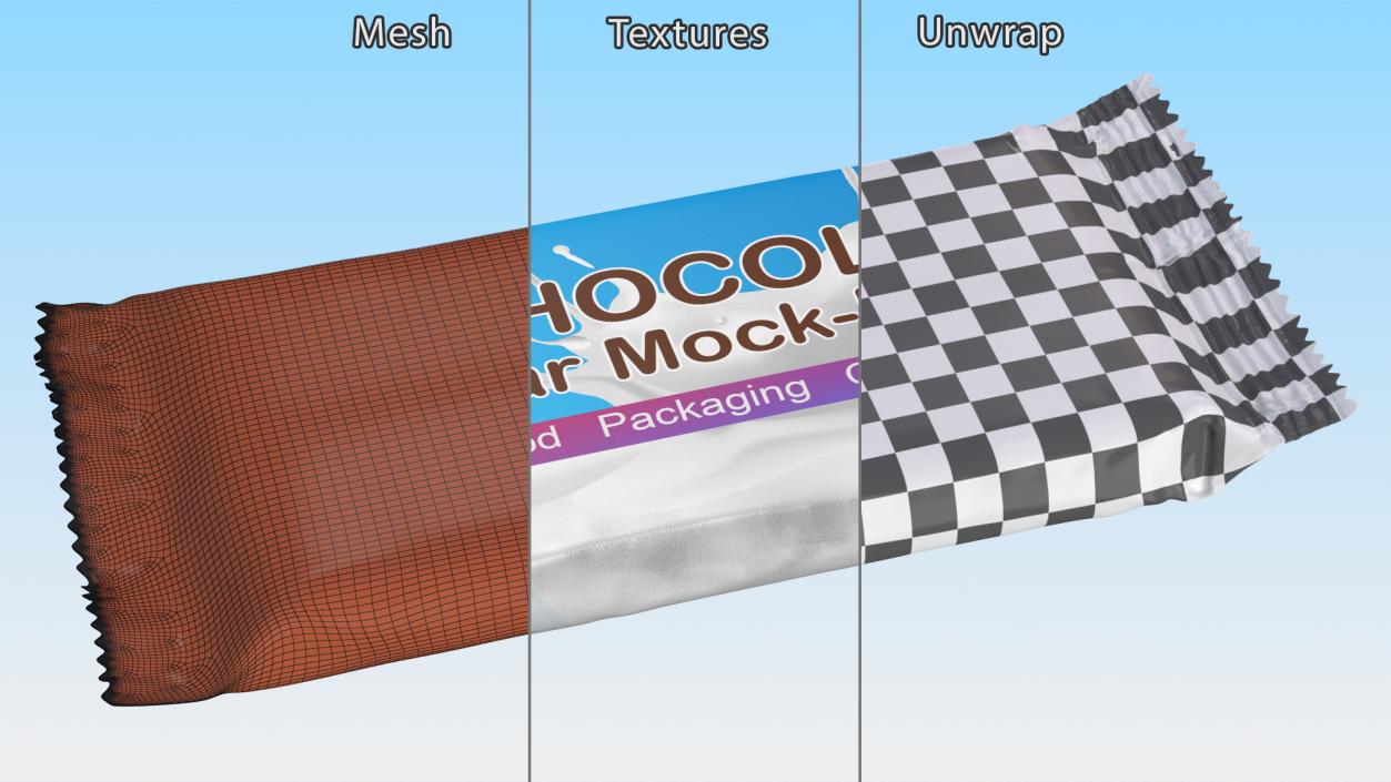 3D Milk Chocolate Bar Package Mockup model