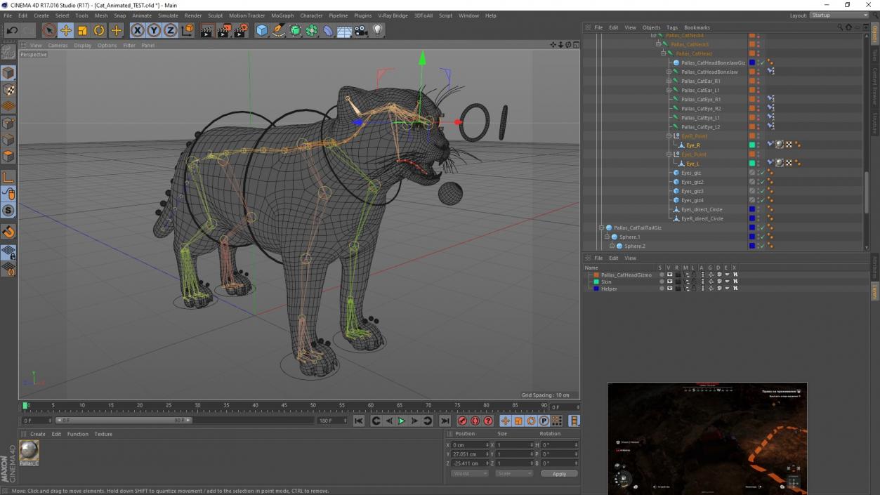 3D Cat Rigged Animated for Cinema 4D model