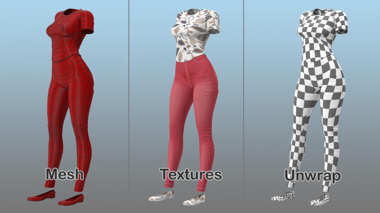 Casual Women Summer Suit 3D model