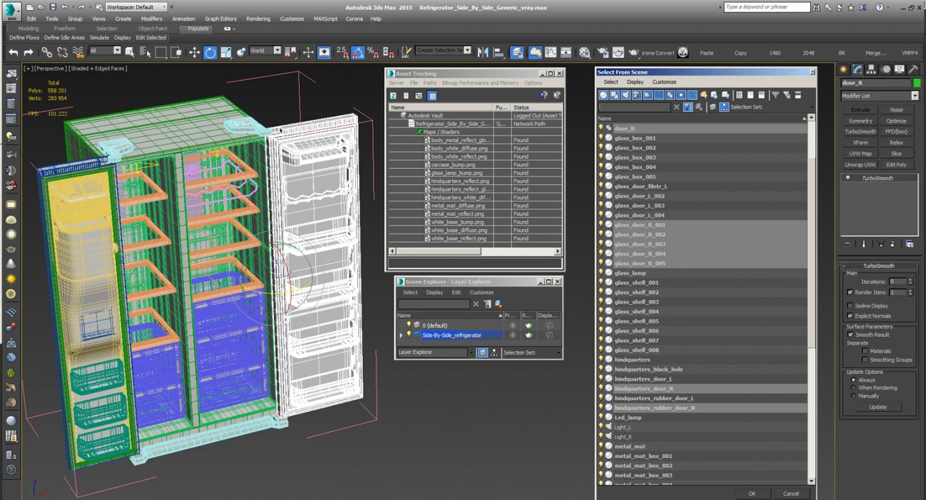 3D Refrigerator Side By Side Generic model