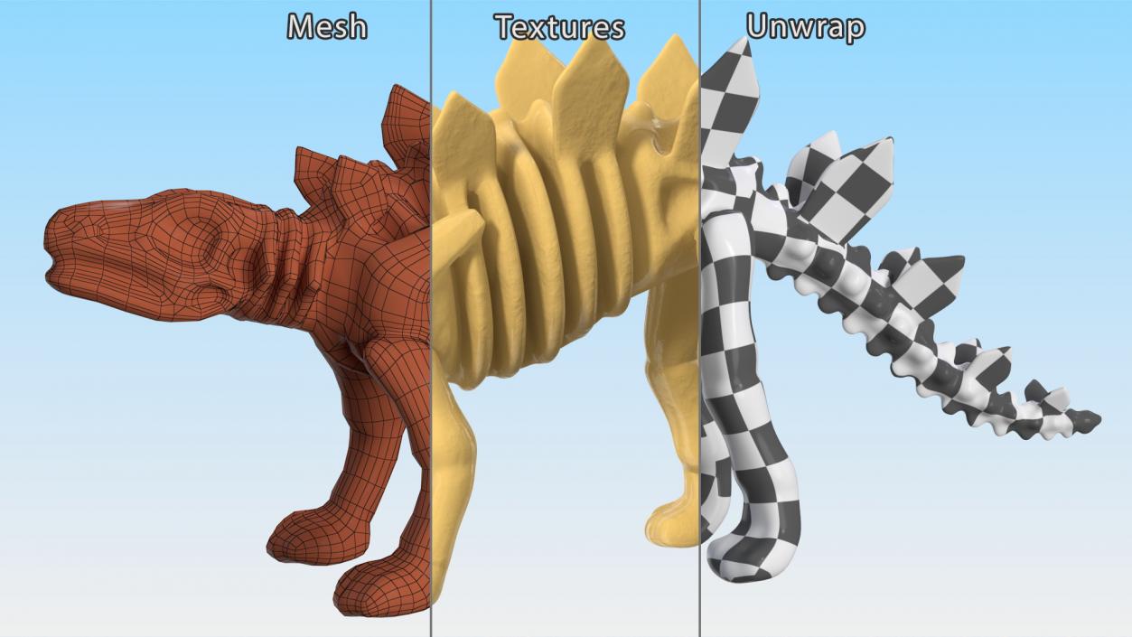 Stegosaurus Skeleton Plastic Toy 3D