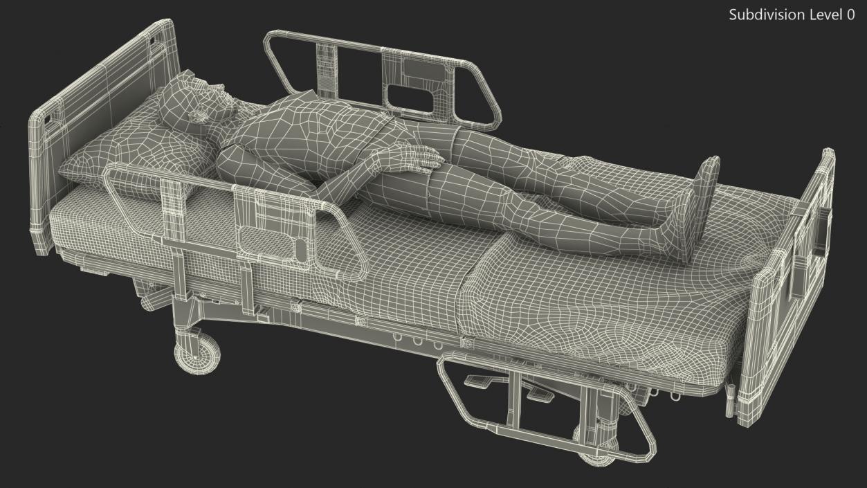 3D model Patient on Hospital Bed Rigged