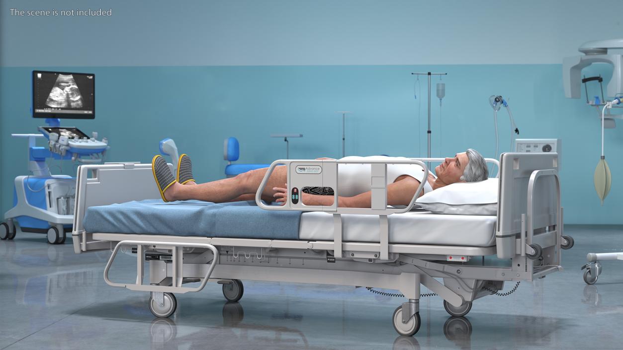 3D model Patient on Hospital Bed Rigged